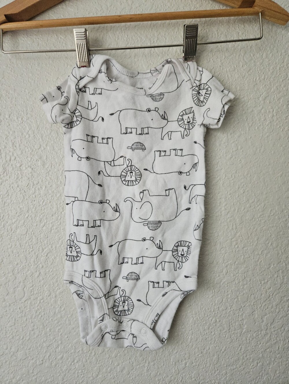 carters 100% cotton safari animal short sleeve onesie, 3 - 6 months